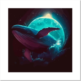 Whale dream in space Posters and Art
